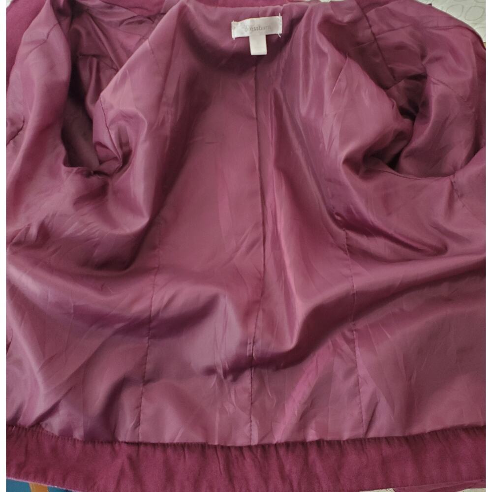 DRESSBARN Women's Dark Purple Open Front Velvet Jacket Sz S - Picture 8 of 11